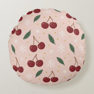🍒🌸Sweet Cherry Blush Snow Collection Rundes Kissen