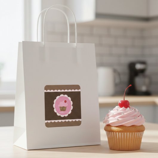 Sweet Cherry Cupcake Quadratischer Aufkleber