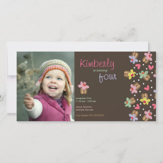 Sweet Cherry Cupcakes Girl Birthday Foto Einladung