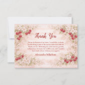 Sweet Cherry Floral First Birthday 1st Birthday Dankeskarte (Vorderseite)