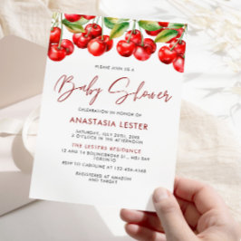 Sweet Cherry Girl Baby Dusche Einladung