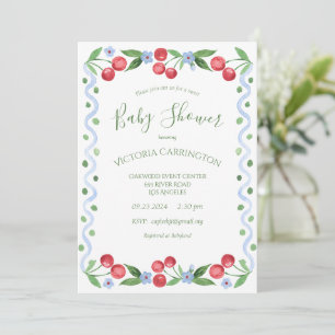 Sweet Cherry Green Baby Dusche Einladung