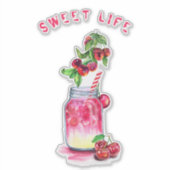Sweet Cherry Juice Cool Drink Party Aufkleber (Vorderseite)