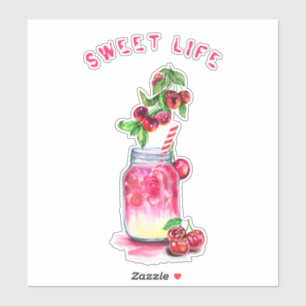 Sweet Cherry Juice Cool Drink Party Aufkleber
