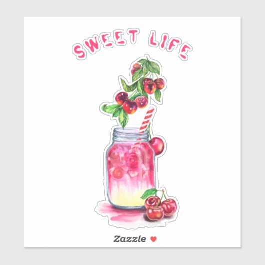 Sweet Cherry Juice Cool Drink Party Aufkleber (Blatt)