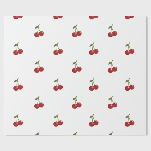 🍒 Sweet Cherry Minimal Elegant Tissue Paper Geschenkpapier (Flach)