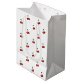 🍒 Sweet Cherry Minimal Elegant Tissue Paper Mittlere Geschenktüte (Vorderseite Schrägansicht)