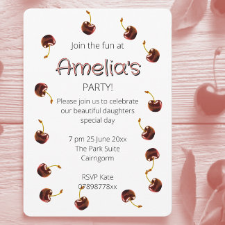 Sweet Cherry Personalisiert Geburtstagsparty Einladung