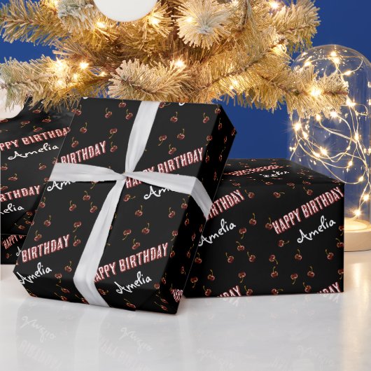 Sweet Cherry Personalisiert Party Geschenkpapier (Feiertage)