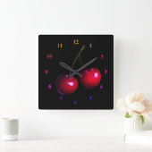 Sweet Cherry Quadratische Wanduhr (Zuhause)