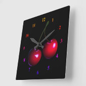Sweet Cherry Quadratische Wanduhr (Winkel)