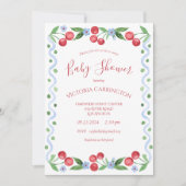 Sweet Cherry Red Baby Dusche Einladung (Vorderseite)
