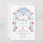 Sweet Cherry & Ribbons Wasserfarbenhochzeit Einladung (Vorderseite)