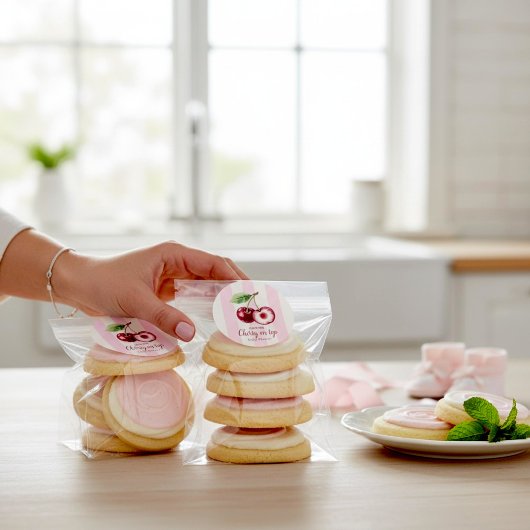 Sweet Cherry Watercolor Baby Shower Sticker