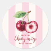 Sweet Cherry Watercolor Baby Shower Sticker (Vorderseite)