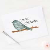 Sweet Chickadee Bird Aquarell Illustration Ovaler Aufkleber (Umschlag)