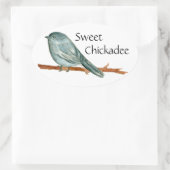 Sweet Chickadee Bird Aquarell Illustration Ovaler Aufkleber (Tasche)