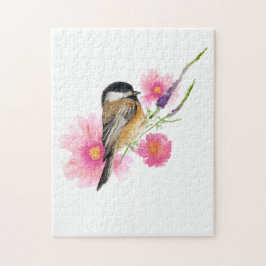 Sweet Chickadee Watercolor Art Puzzle
