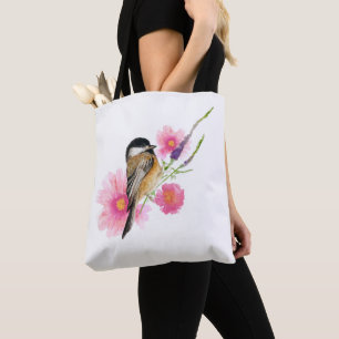 Sweet Chickadee Watercolor Art Tasche
