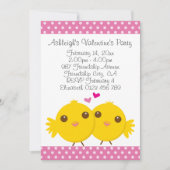 Sweet Chicks in Liebe Pink Kids Valentines Party Einladung (Vorderseite)