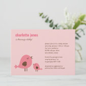 Sweet Chicks Kinderdusche Einladung - Rosa (Stehend Vorderseite)