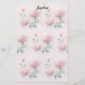 Sweet Chiffon Pink Roses Briefpapier (Vorderseite)