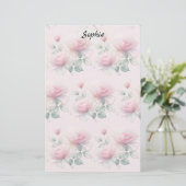 Sweet Chiffon Pink Roses Briefpapier (Stehend Vorderseite)