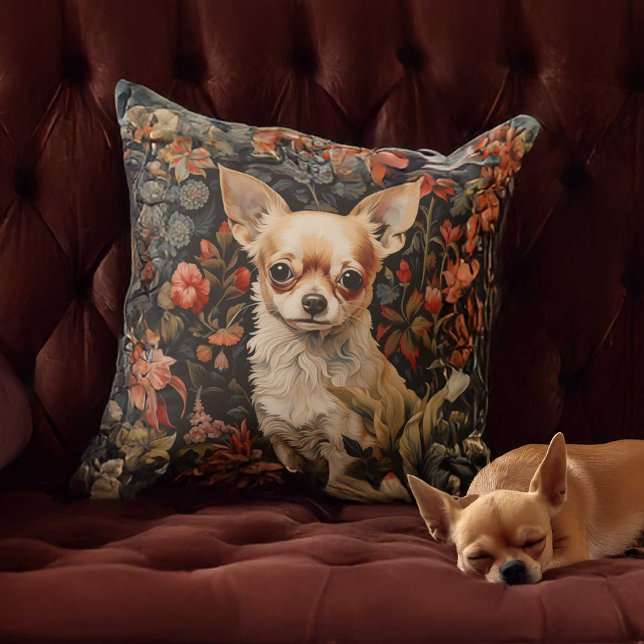 Sweet Chihuahua in einem William Morris Style Gard Kissen (Von Creator hochgeladen)