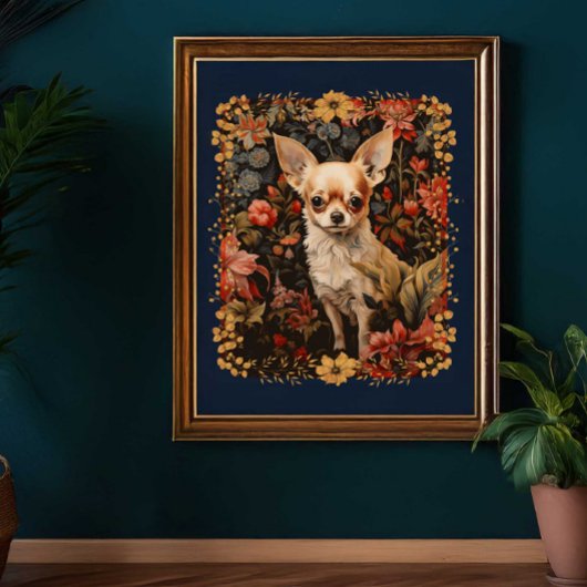 Sweet Chihuahua in einem William Morris Style Gard Poster