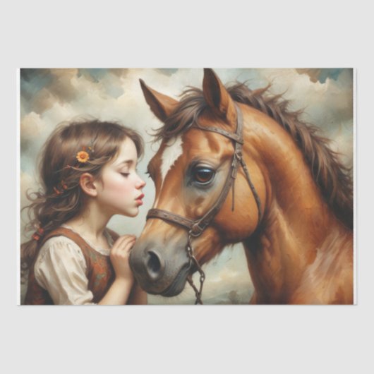 Sweet Child und ihr Pony Decoupage Seidenpapier (Vorderseite)