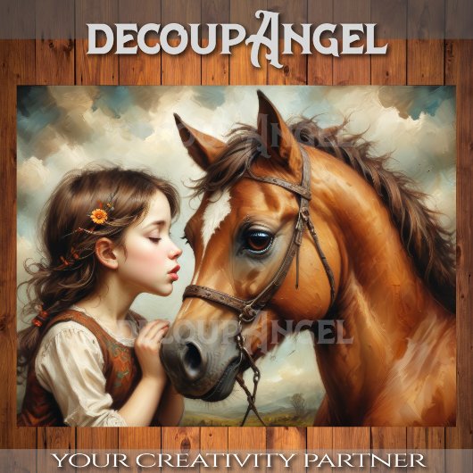 Sweet Child und ihr Pony Decoupage Seidenpapier