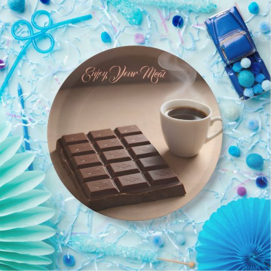 Sweet Chocolate Bar And Coffee Cup Custom Pappteller (Party)