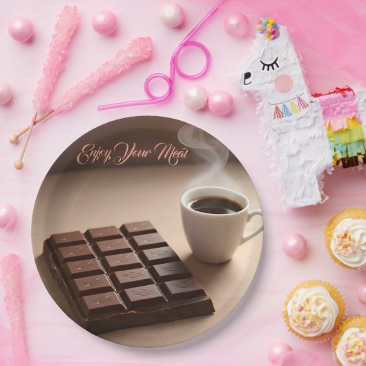 Sweet Chocolate Bar And Coffee Cup Custom Pappteller (Party)