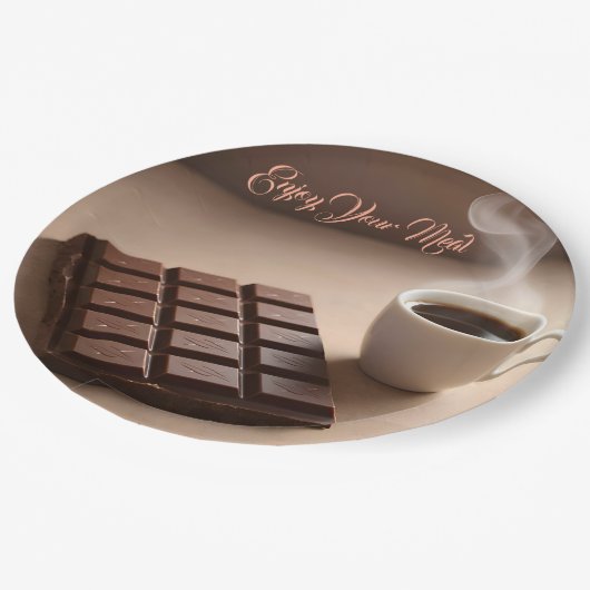 Sweet Chocolate Bar And Coffee Cup Custom Pappteller (Schrägansicht)