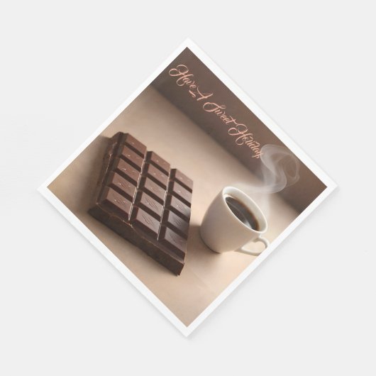 Sweet Chocolate Bar And Coffee Cup Custom Serviette (Ecke)