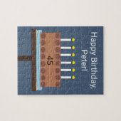 Sweet, Chocolate Birthday Cake: blue-gray Puzzle (Horizontal)