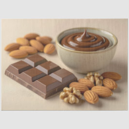 Sweet Chocolate, Chocolate Paste Bowl And Raw Nuts Seidenpapier