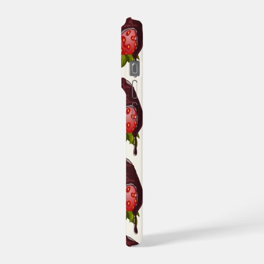 Sweet Chocolate Covered Strawberry Pattern Cream iPhone Hülle (Linke Seite)