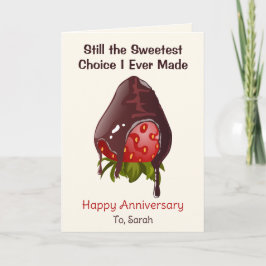 Sweet Chocolate Dip Strawberry Anniversary Photo Karte