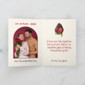 Sweet Chocolate Dip Strawberry Anniversary Photo Karte (Innenseite)
