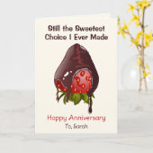 Sweet Chocolate Dip Strawberry Anniversary Photo Karte (Gelbe Blume)