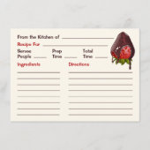 Sweet Chocolate Dipped Strawberry Cute Recipe Mitteilungskarte (Vorderseite)