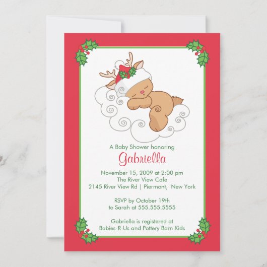 Sweet Christmas Baby Shower Invitation Baby Deh Einladung (Vorderseite)