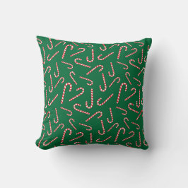 Sweet Christmas Candy Canes Dark Green Zuhause Gif Kissen