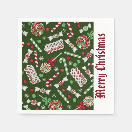 Sweet Christmas Candy Pattern Napkins Serviette (Vorderseite)
