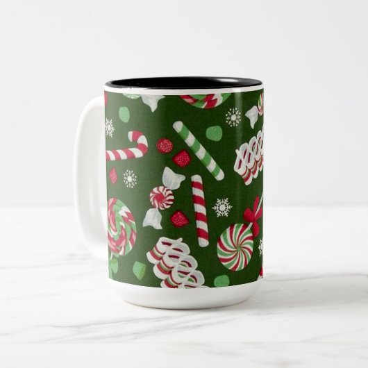Sweet Christmas Candy Pattern Tasse (Vorderseite Links)