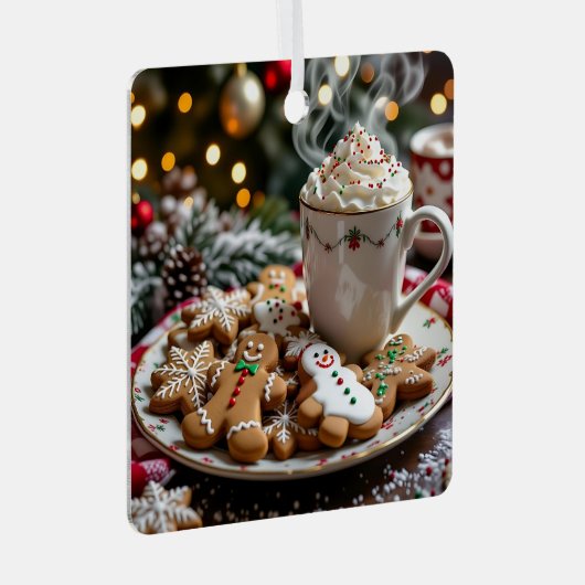 Sweet Christmas Cookies and Hot Cocoa Ornament Aus Metall (Vorderseite Rechts)