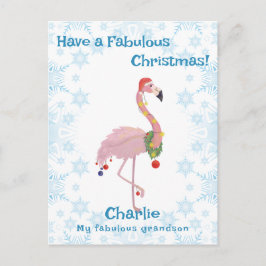 Sweet Christmas Flamingo Holiday Postcard Feiertagspostkarte