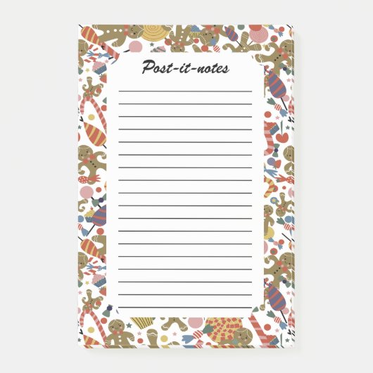 Sweet Christmas Gingerbread Man Candy Cane Delight Post-it Klebezettel (Vorderseite)