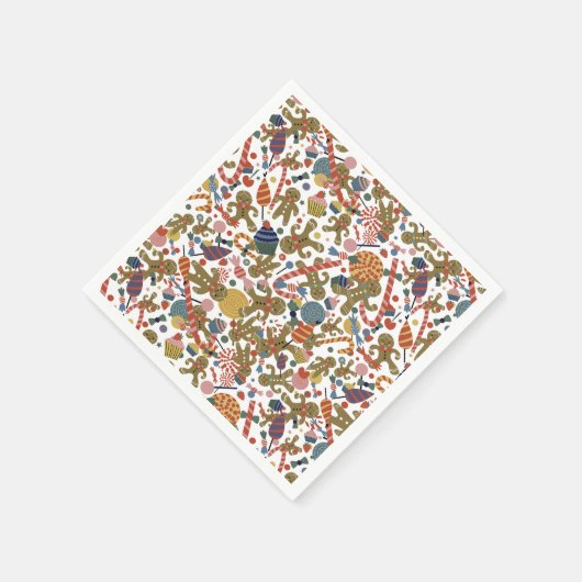 Sweet Christmas Gingerbread Man Candy Cane Delight Serviette (Ecke)